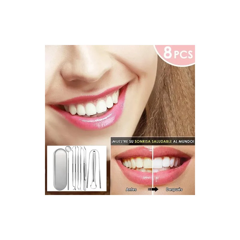 Herramienta Limpieza Dental Acero Quita Sarro 9 Piezas Kit