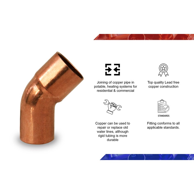 Supply Giant DDTG0012 Street elbow with 45 degree turn, 1/2,