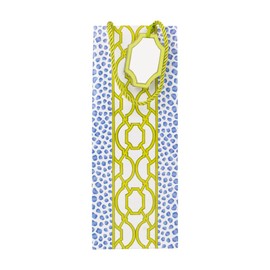Caspari Knots And Spots Blue & Green Wine & Bottle Gift Bags - 1 Gift Bag Included