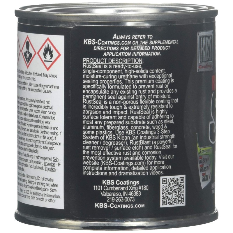 KBS Coatings 4202 Satin Black RustSeal - 8 fl. oz.