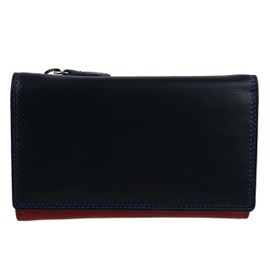 Ladies Tri-Fold Flap Over Tab Leather PURSE WALLET by Golunski Graffiti Gift Box (Midnight)