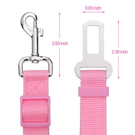 Elisel 2 Packs Adjustable Length Pet Dog Cat car seat Belt Pet seat Belt Pet Accessories for Dogs Cats and Pets (Black Pink)