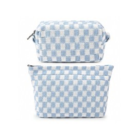Makeup Bag, Birthday Gifts for Women, Large Small Capacity Checkered Travel Make up Bag, 2 Pack Cosmetic Bags Portable Toiletry Bag for Mom Sister Friends Girls