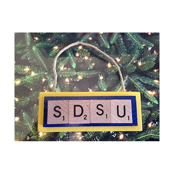 SDSU South Dakota State University Jackrabbits Christmas Ornament Scrabble Tiles