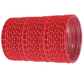 Touchstone Colorful Bangle Collection Indian Bollywood Alloy Metal Strawberry Golden Glaze Wrist Enhancing Designer Jewelry Bangle Bracelets. Set of 36 For Women