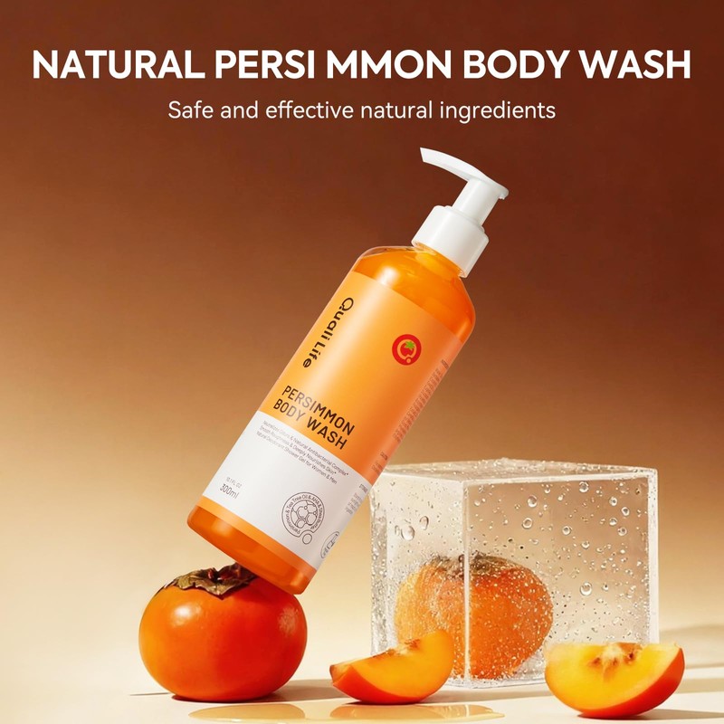 QualiLife Persimmon Body Wash for Old People Smell, Natural Deodorant