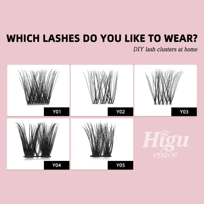 Higu clace Lash Clusters, 72pcs D curl Lashes Extension 10-16mm,