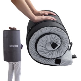 Memory Foam Camping Mattress 2.5 inch, Twin XL Portable Roll Up Camping Sleep Topper with Waterproof and Non-Slip Bottom, Camping Car Mat with Travel Bag, 79"×38"×2.5", Grey