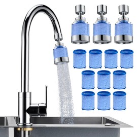 Sink Water Filter Faucet, Universal 360 ° Rotating Kitchen Faucet Water Purifier, Bathroom Faucet Filter Removes Chlorine Fluoride Heavy Metals Hard Water (3 Pack-3)