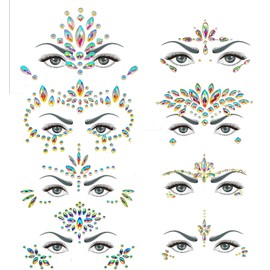 juegos de gemas noctilucentes para el rostro, pegatinas corporales que brillan en la oscuridad, joyas luminosas para el rostro, cristales fluorescentes para tatuajes faciales, pegatinas