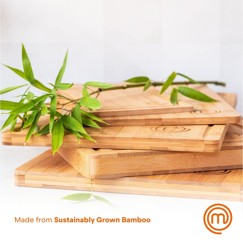 MasterChef Bamboo Cutting Boards for Kitchen, Wooden Cutting Board Set