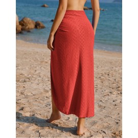 AI'MAGE Sarong Wraps for Women Long Hollow Swimsuit Coverup Tie Beach Bikini Skirt Cover Up Bathing Suit Pareo Wraps M/XL
