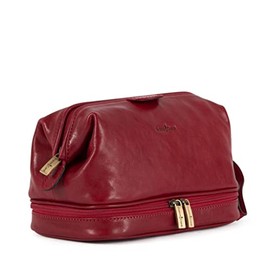 Gianni Conti Fine Italian Leather Black Mens Frame Travel Wash Toiletry Bag 9405011 (Red), M