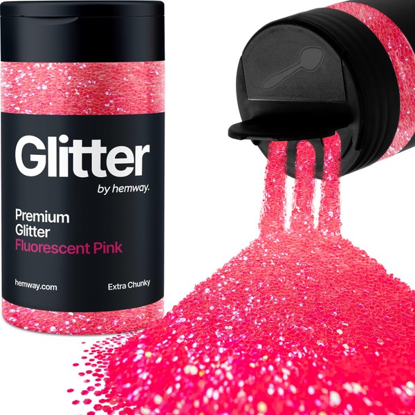 Fluorescent Pink Glitter Extra Chunky 115g/4.1oz Metallic Resin Craft Glitter