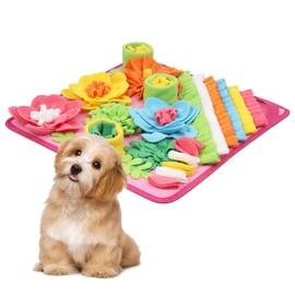 Ankilo Sniffing Rug Dog, Feeding Mat, Sniffing Rug, Washable Training Mat, Sniffing Toy, Interactive Dog Toy, Dog Play Mat for Small Dog Breeds, Pink, 39 x 39 cm