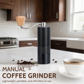 Manual Coffee Grinder, Stainless Steel Conical Burr Hand Coffee Grinder For Home Use, Camping, Travel-Internal Adjustable Setting 20g Capacity (Black)