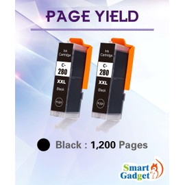 Smart Gadget Compatible Ink PGI-280XXL Ink Cartridges Replacement for PGI280 PGI 280XXL 280 XXL | Use with PIXMA TR7520 TS6120 TS8120 TS8220 TS9120 TS9521C TS9520 TR8520 Printers | [2 Pack]