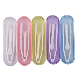 5 Pieces Portable Invisible Lens Stick Tool Case Set Mini Travel Plastic Contact Lens Box Holder Case(Inserter/Remover+Tweezer with Soft Tip), Color Random