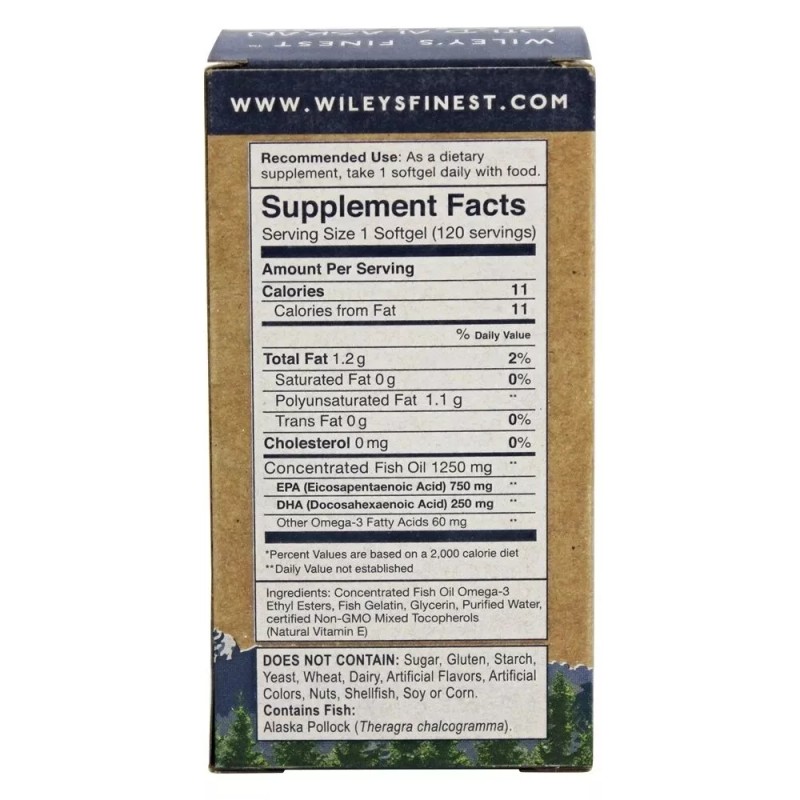 Wiley's Finest Wild Alaskan Fish Oil 1000mg EPA + DHA
