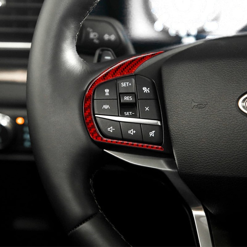 nuoozy Carbon Fiber Steering Wheel Button Frame Cover Trim Compatible