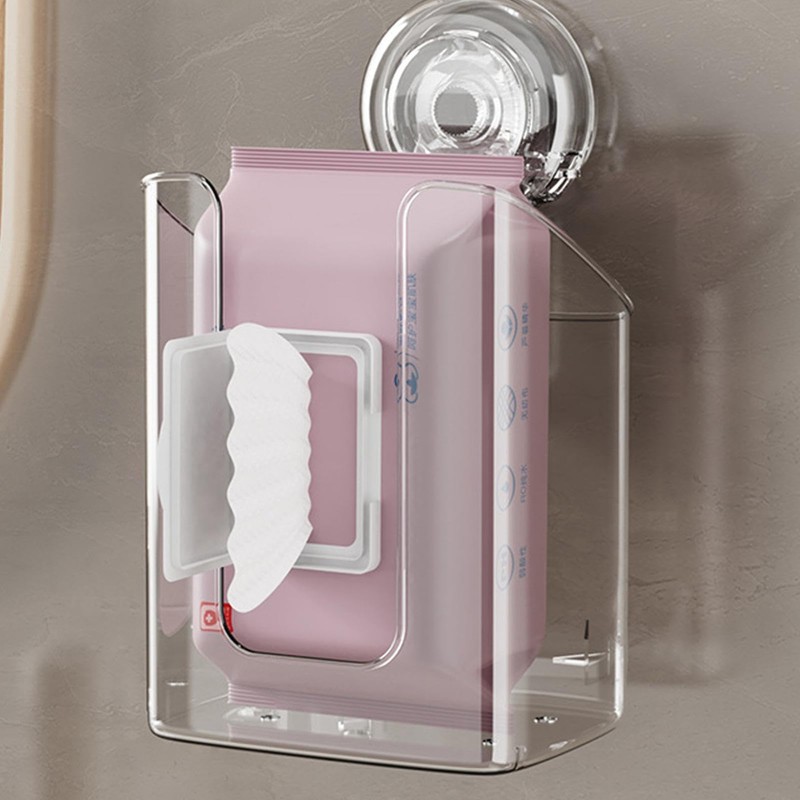 Wipes Dispenser for Bathroom | Suction Cup Clear No Punching