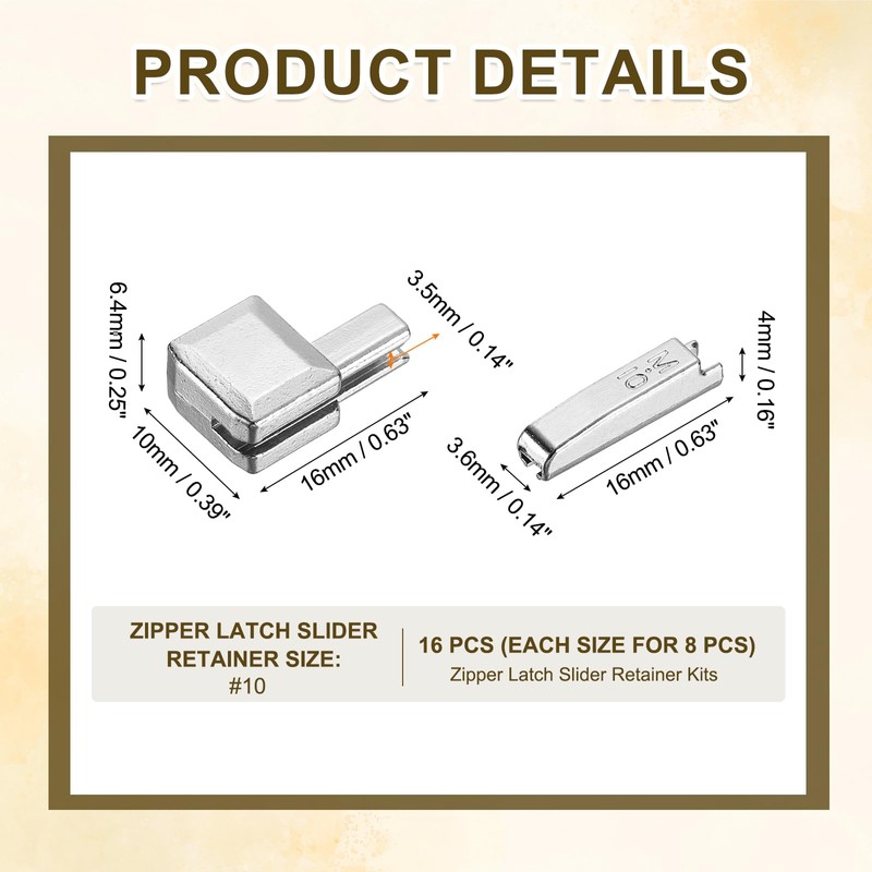 sourcing map 8Set Zipper Latch Slider Retainer Kits, #10 Zinc