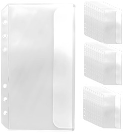 JUSTVEL Binder Pocket, A6 File Pocket, Refill, Peace of Mind to Keep Small Items from Falling, 6 Holes, 30 Sheets, Loose-Leaf Pockets, Vertical Type, Horizontal, Waterproof, Transparent, Organization