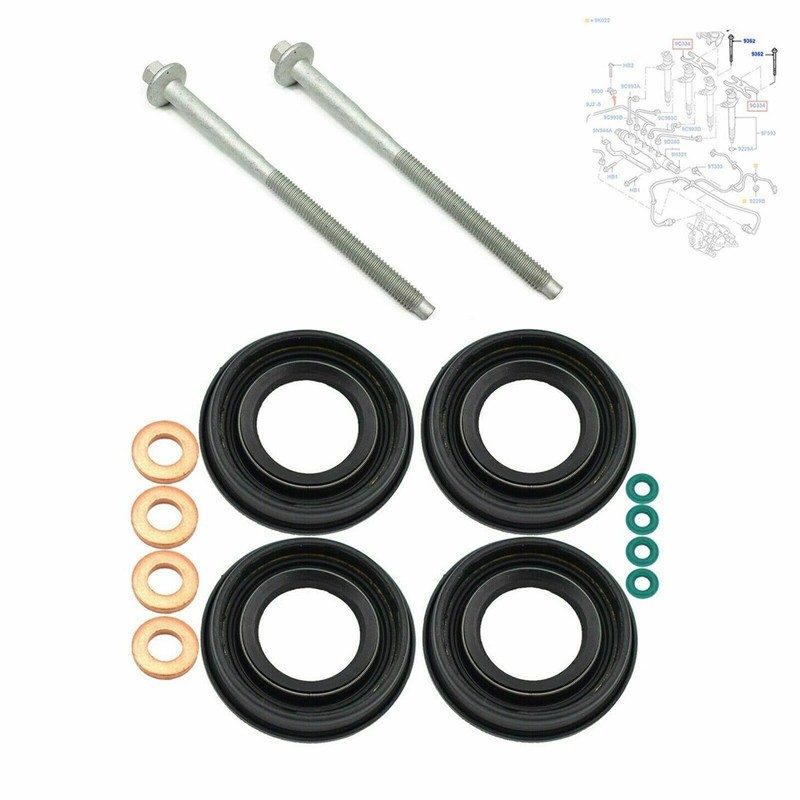 MKAREPART Diesel Injector Seals Washer O-ring Clamp Bolts Kit Compatible