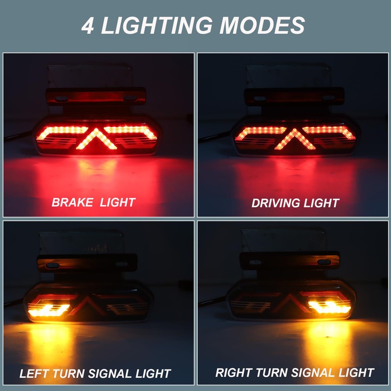 Biqing Motorcycle Tail Lights,12V Motorcycle Brake Light Integrated Driving Light