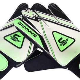 SAWANS Boys Football Gloves Sticky Grip Receiver Youth Football Gloves Kids Junior Soccer Gloves for Kids 8-12 Men Adult Palm Football (Black/Green, Size 8 Suitable for Size M-L Adult)