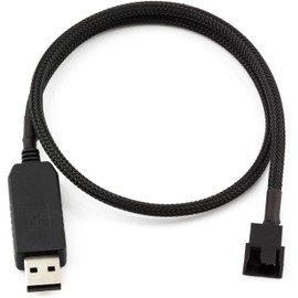 CRJ Full Speed 12V Voltage Step-Up USB to 3-Pin and 4-Pin PC Fan Sleeved Power Adapter Cable