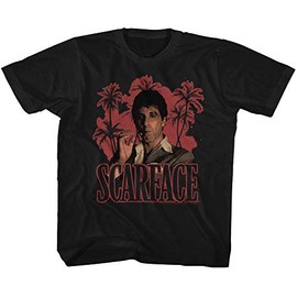 American Classics Toddler Scarface Crime Film Thriller Movie Red Palm Trees T-Shirt, 2T, Black