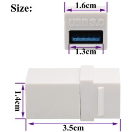 AAOTOKK USB Keystone Adapter USB 3.0 A Keystone Female to Female Plug Keystone Insert Coupling Adapter for Wall Plate Socket Panel (White/2 Pieces)