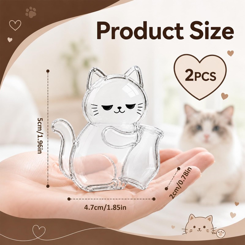 2pcs Cat Fur Keepsake Fridge Magnets, Clear Cute Cat Hair