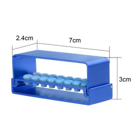 2Pcs 16 Holes Bur Block Holder with Silicon Cover Autoclavable Burs Block Case for Placing FG RA Burs (blue)