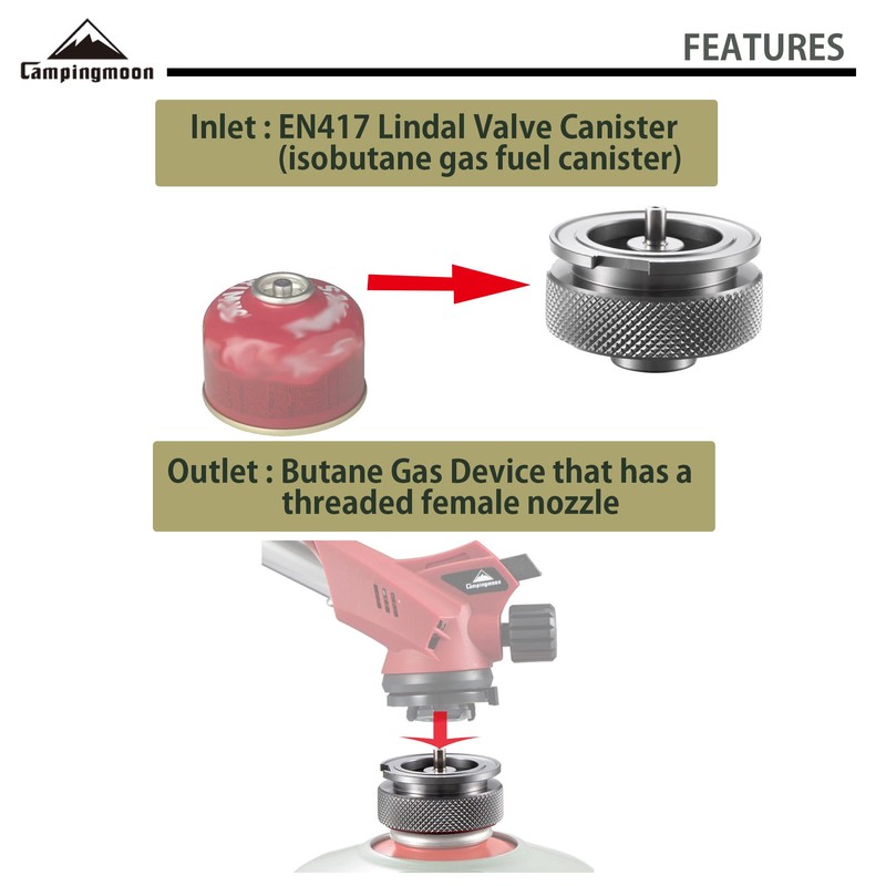 CAMPINGMOON Camping Gas Stove Adapter convert EN417 Lindal Valve to
