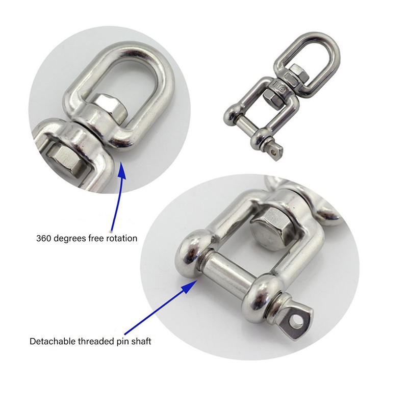 Double Jaw Shackle Professional Heavy Duty 304 Stainless Steel Rolling
