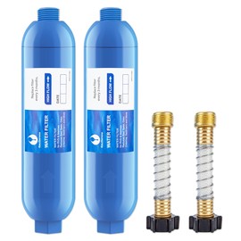 EauSerene Rv Water Filter 2pcs and Plastic Hose 2pcs, Reduces Bad Taste, Odor, Chlorine, Sediment and More