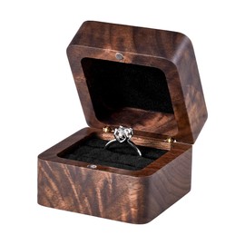 Engagement Wooden Ring Box-Square Shaped Wedding Ring Box for Wedding Day