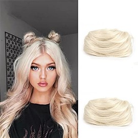 Mios Short Curly Mini Claw Chignon Clip in Wavy Messy Bun Cat Ears Bun Hair Extensions Wig Accessory fake Hair Buns Updo Hairpieces for girls women 2PCS
