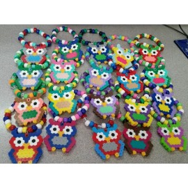 EDC RAVE PERLER BEAD KANDI! OWLS! 3 OWL Bracelets - Rave Kandi, EDM PLUR