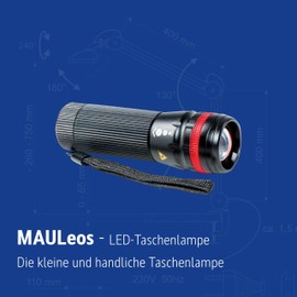 Maul MAULeos LED Torch - Outdoor LED Torch for Jacket Pocket or Glove Box - Small Torch with Long Light Time and Splash Protection (IPX4) - Black