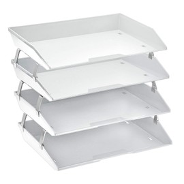 Acrimet Facility 4 Tier Letter Tray Side Load Plastic Desktop File Organizer (White Color)