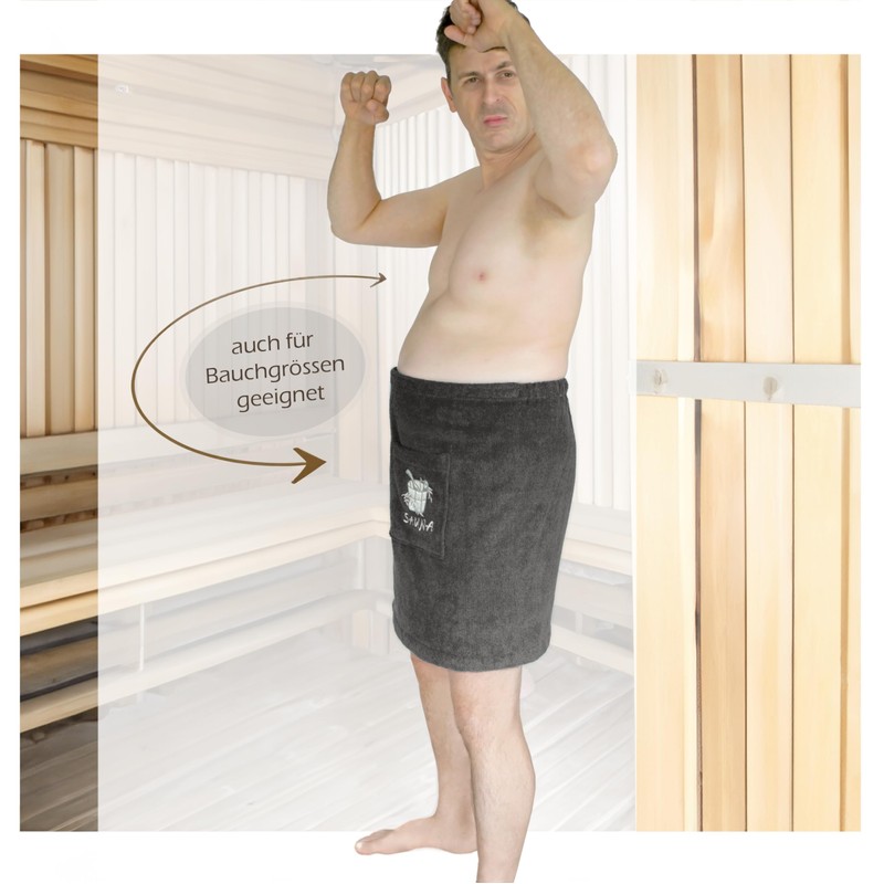 Lashuma Saunakilt Men's Grey Terry Cloth Lillby Sauna Towel with