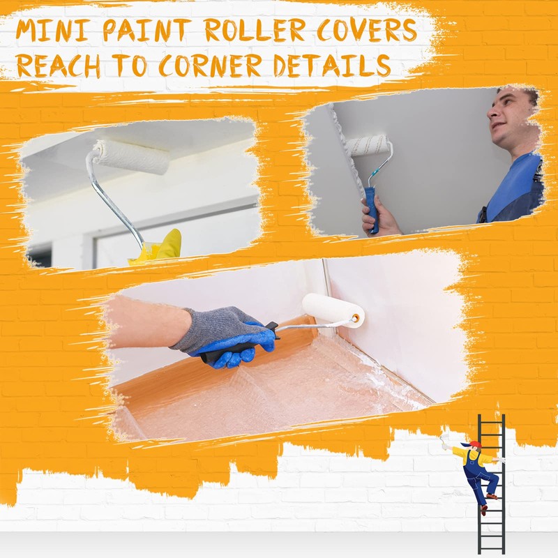 80 Pcs 4 Inch Mini Paint Roller Covers Small Foam