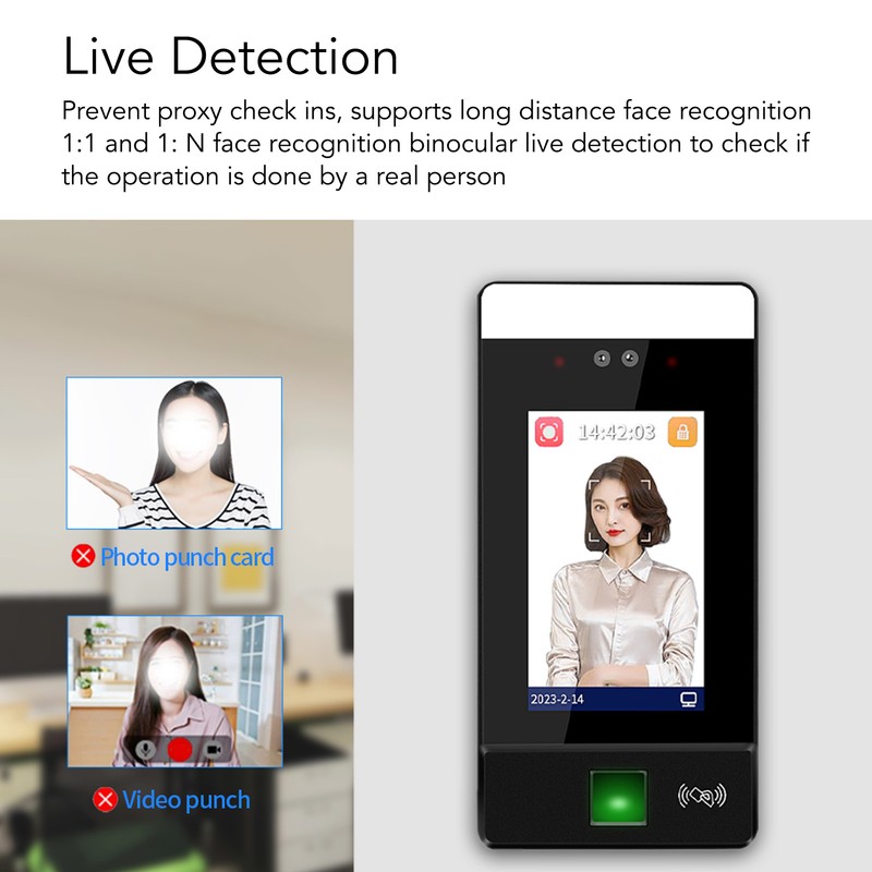 4.3 Inch Face Recognition Time Attendance Machine High Capacity Fast