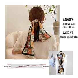 Livrerpi Silk Feeling Head Scarf Fashion Satin Hair Scarf Square Scarves for Women Gifts 27.5×27.5 inches, 04 Small Horse Green Edge 6.3 X 59 Inch, One Size