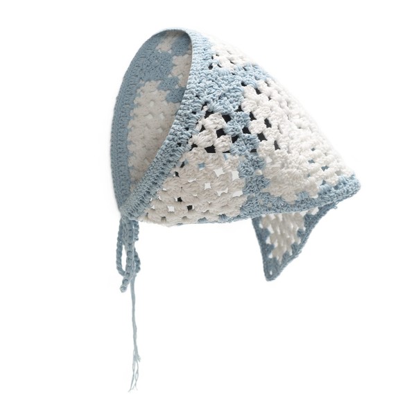ZLYC Women Cotton Triangle Headband Crochet Hair Bandanas Handmade Kint Turban(White)