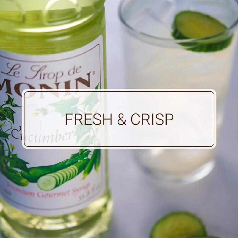 Monin Cucumber Syrup 33.8 Fl Oz Allergen Free for Cocktails