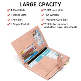 LEEXTON RFID Blocking Leather Passport Wallet Cover Case with Pen and Card Slots Travel Wallet for Women/Men Travel Must Haves Accessories